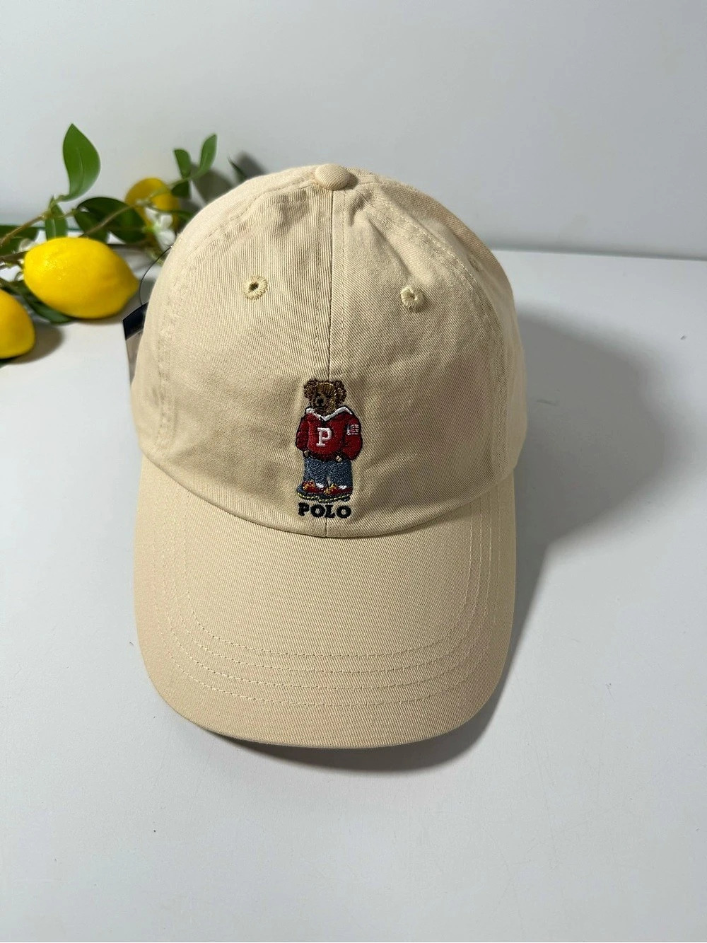 Polo Ralph Lauren Polo Bear Twill Ball Cap Embroidered Cotton Cap in Beige